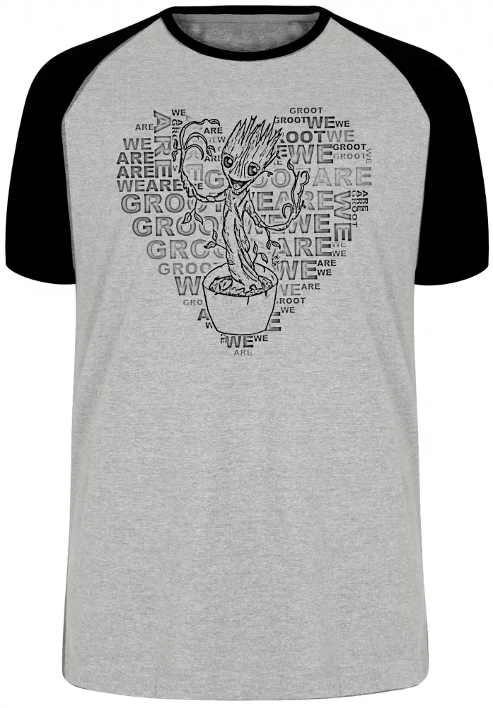 Camiseta adulto ou infantil Groot coração guardiões galaxia
