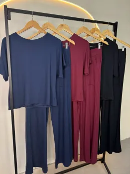 CONJUNTO BLUSA E CALÇA RETA -  AZUL MARINHO GG - Foto 2