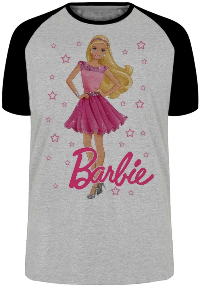 Camiseta adulto ou infantil Barbie rosa boneca Imagem