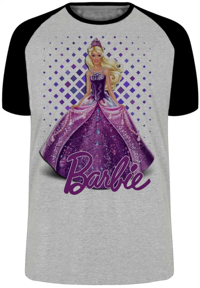 Camiseta adulto ou infantil Barbie roxa boneca