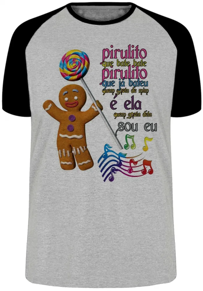 Camiseta adulto ou infantil Biscoito shrek cantando pirulito que bate bate Imagem