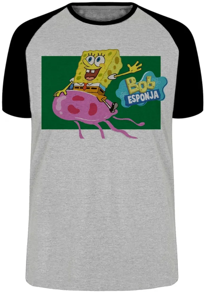 Camiseta adulto ou infantil Bob Esponja e água viva desenho Imagem
