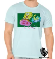 Camiseta adulto ou infantil Bob Esponja e água viva desenho - Foto 4