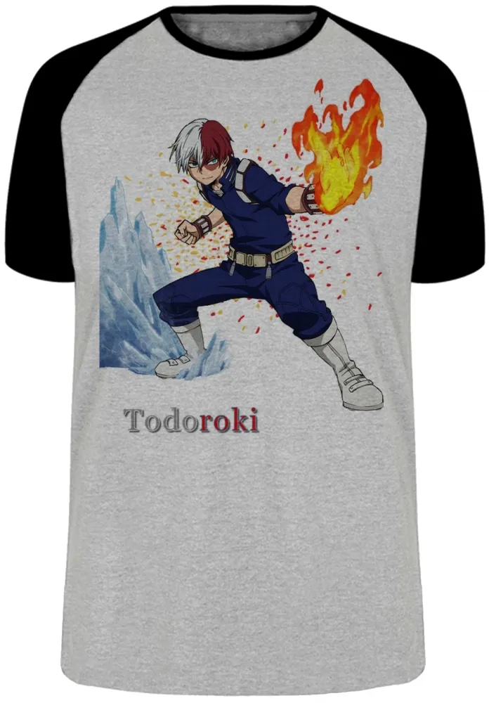 Camiseta adulto ou infantil boku no hero Todoroki anime Imagem