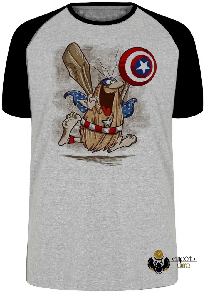 Camiseta adulto ou infantil capitão caverna escudo america desenho antigo Imagem