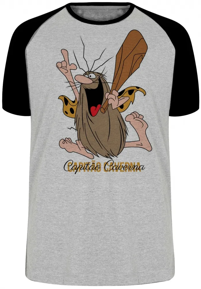 Camiseta adulto ou infantil Capitão Caverna super heroi antigo