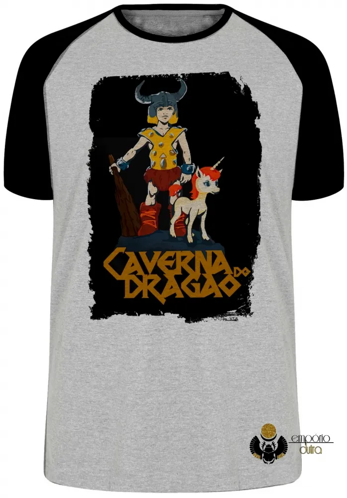 Camiseta adulto ou infantil caverna do dragão dungeons dragons unicornio
