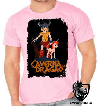 Camiseta adulto ou infantil caverna do dragão dungeons dragons unicornio - Foto 2