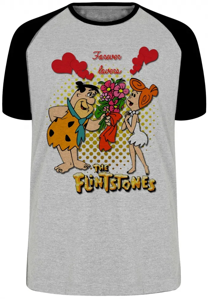 Camiseta adulto ou infantil Flinstones Forever lovers namoro