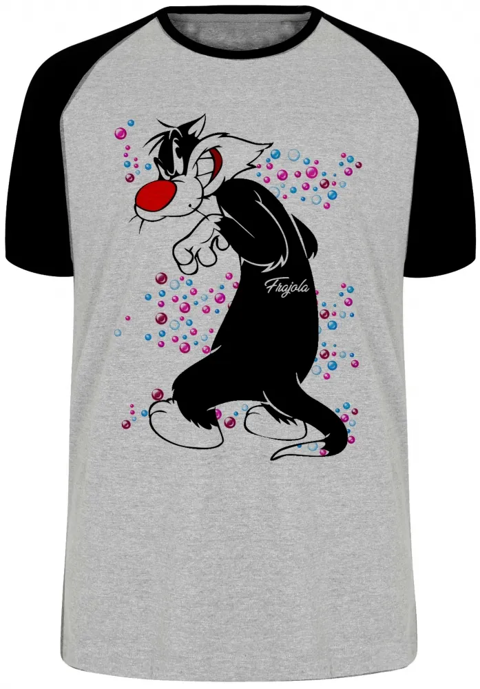 Camiseta adulto ou infantil Frajola bolinhas gato cat piu