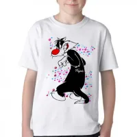 Camiseta adulto ou infantil Frajola bolinhas gato cat piu - Foto 2
