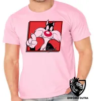 Camiseta adulto ou infantil Frajola gato cat quadrado vermelho - Foto 2