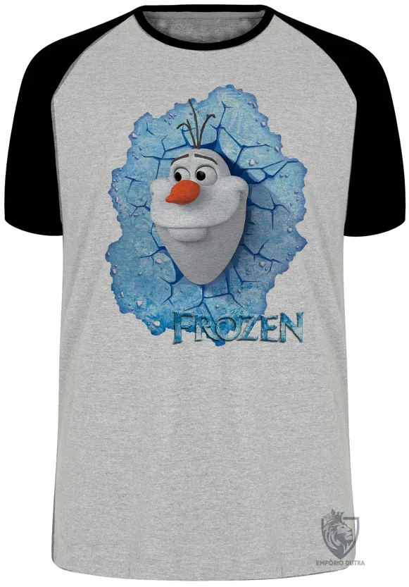 Camiseta adulto ou infantil Frozen Olaf boneco neve Imagem