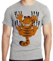 Camiseta adulto ou infantil Garfield arranhar gato cat gatinho - Foto 3