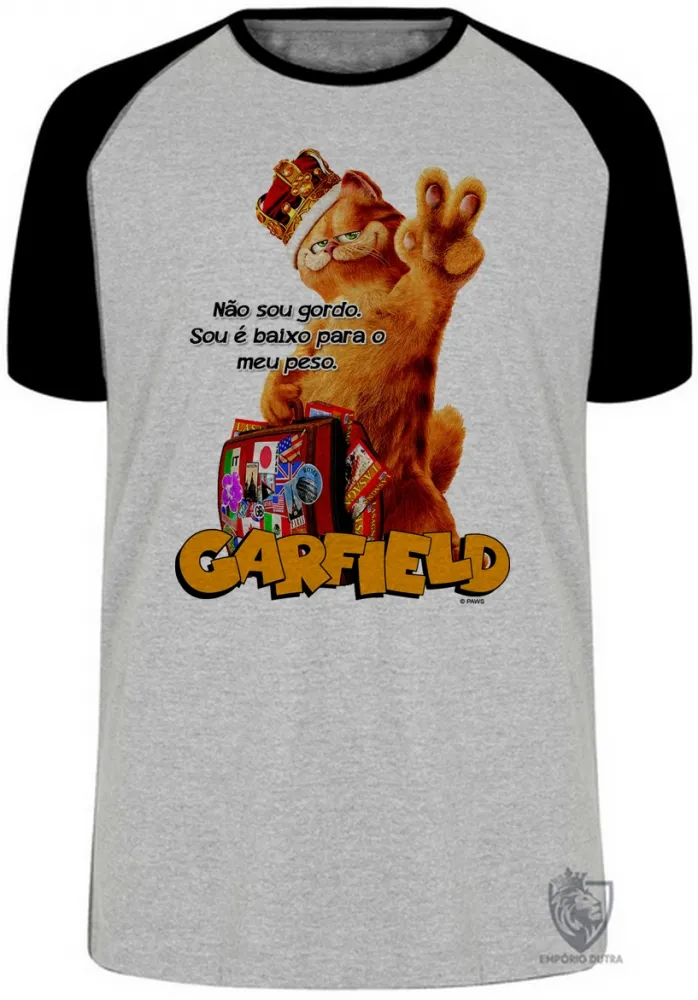 Camiseta adulto ou infantil Garfield não sou gordo gato