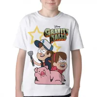 Camiseta adulto ou infantil Gravity Falls porco Dipper Mabel - Foto 2
