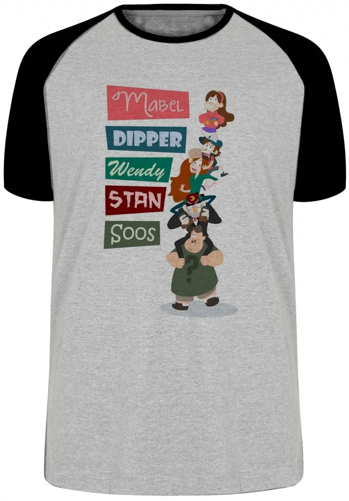 Camiseta adulto ou infantil Gravity Falls nomes pilha Imagem