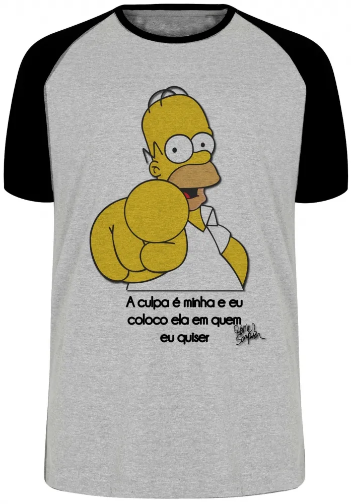 Camiseta adulto ou infantil Homer Simpsons culpa minha coloco ela em quem eu quiser Imagem