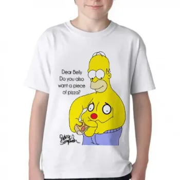 Camiseta adulto ou infantil Homer Simpsons pizza barriga comendo - Foto 2