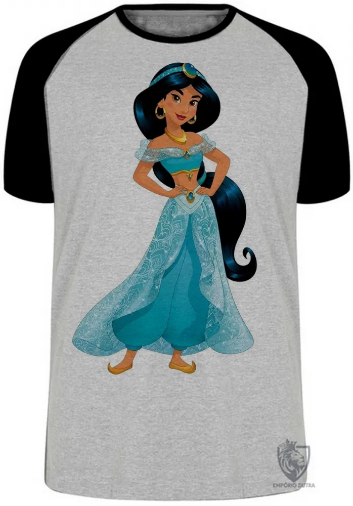 Camiseta adulto ou infantil Jasmine princesa disney Aladim