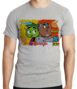 Camiseta adulto ou infantil Jovens Titãs waffles titans go - Foto 2