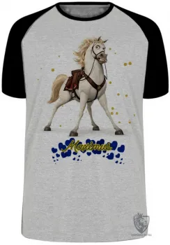 Camiseta adulto ou infantil Maximus corações rapunzel cavalo