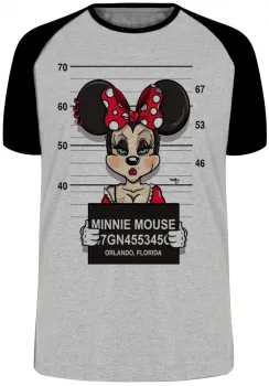 Camiseta adulto ou infantil Minnie mouse disney presa prisão