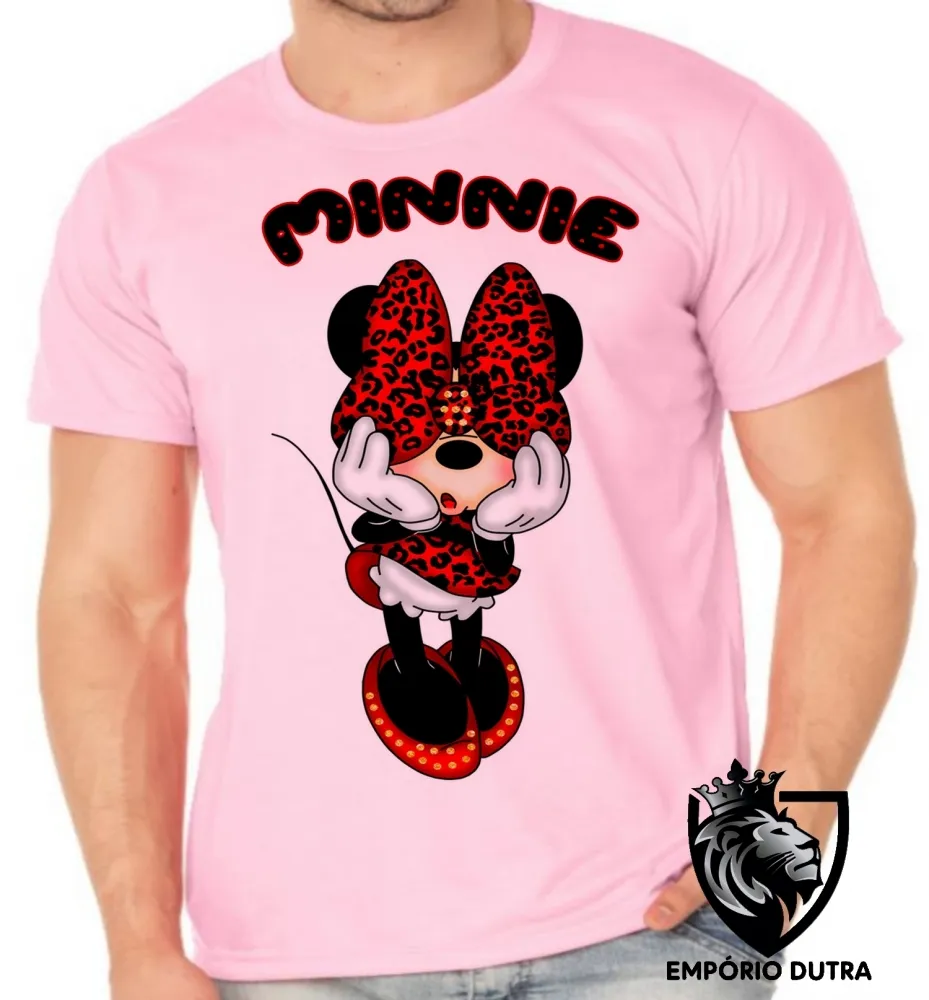 Camiseta adulto ou infantil Minnie mouse tope rosto mickey disney