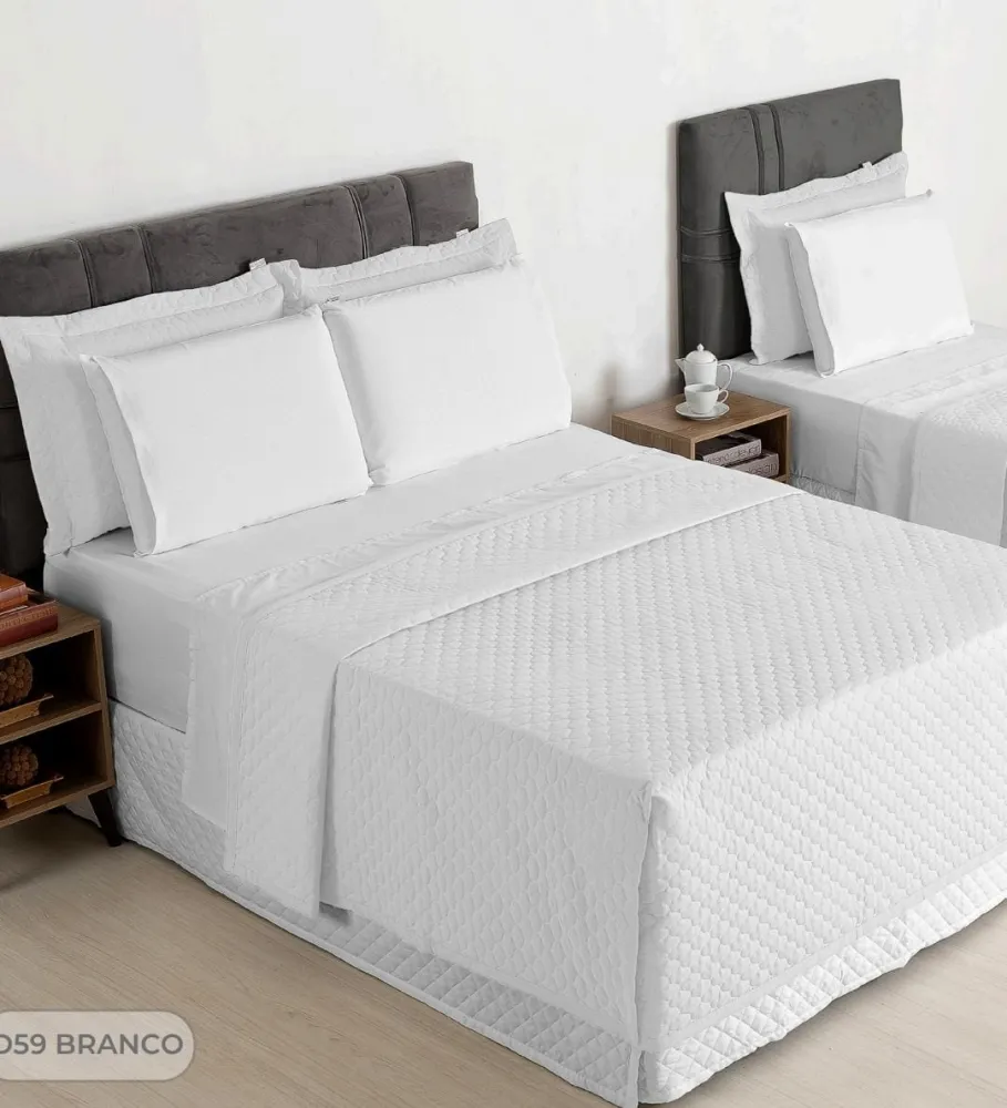 Jogo de Cobreleito Queen 03 Peças Branco Imagem