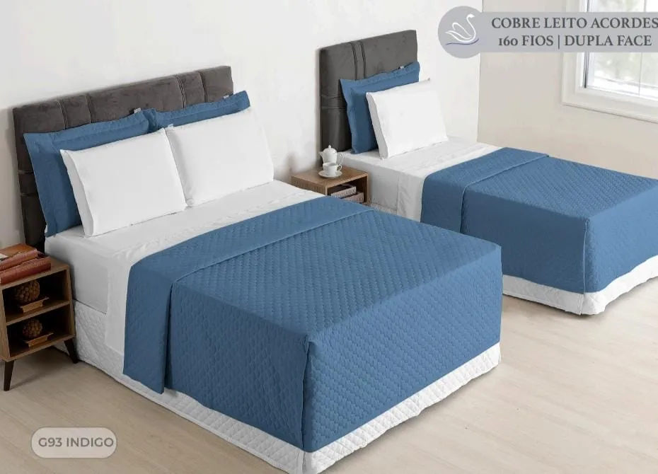 Jogo de Cobreleito Queen 03 Peças Azul Indigo