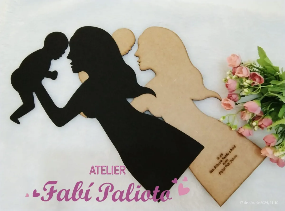 G1.618  Gabarito de Moldes em MDF Silhueta  Mamãe e Bebê 40cm