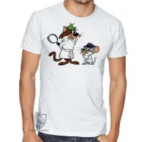 Camiseta adulto ou infantil Olho Vivo e Faro Fino gato e rato detetive hanna barbera - Foto 2