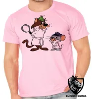 Camiseta adulto ou infantil Olho Vivo e Faro Fino gato e rato detetive hanna barbera - Foto 4