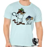 Camiseta adulto ou infantil Olho Vivo e Faro Fino gato e rato detetive hanna barbera - Foto 5
