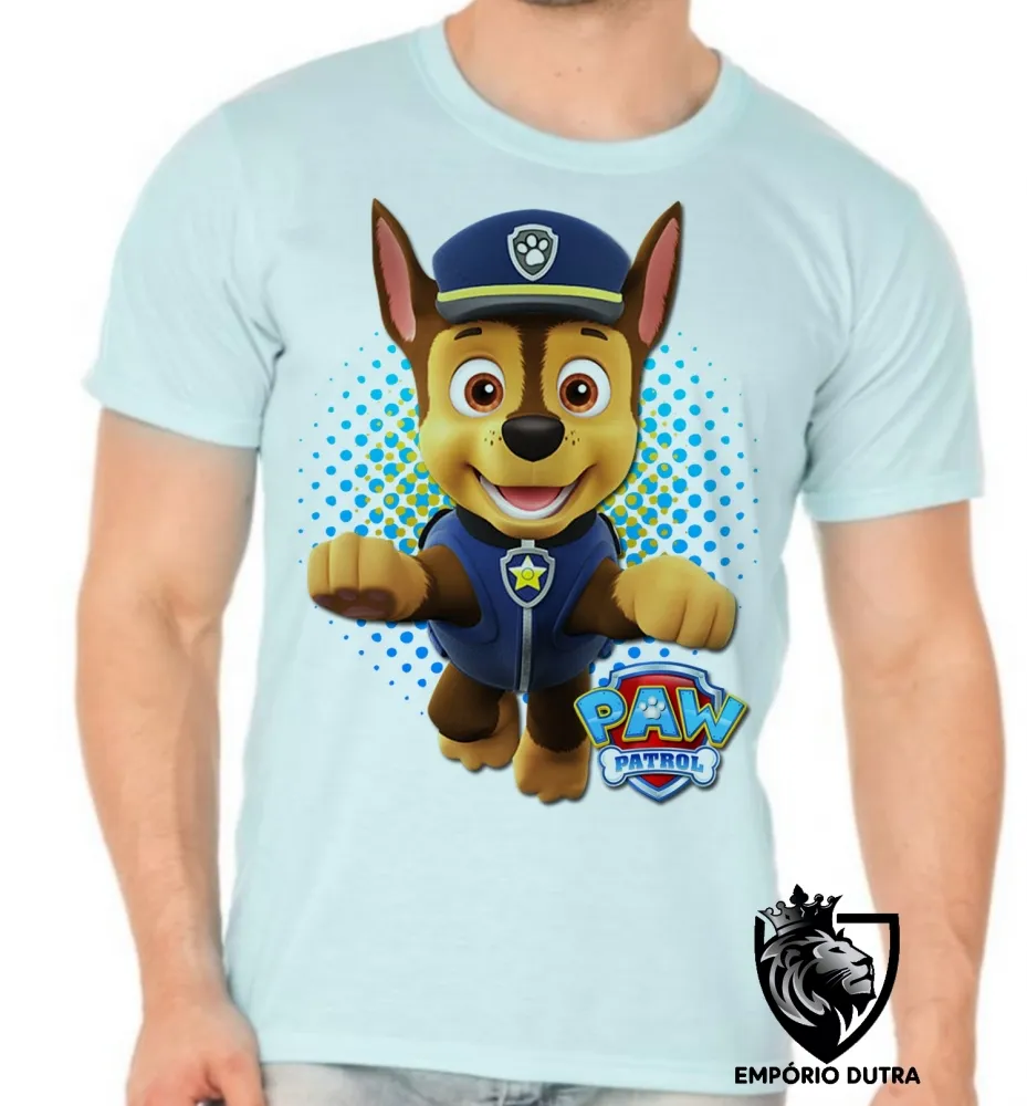 Camiseta adulto ou infantil Patrulha Canina Chase