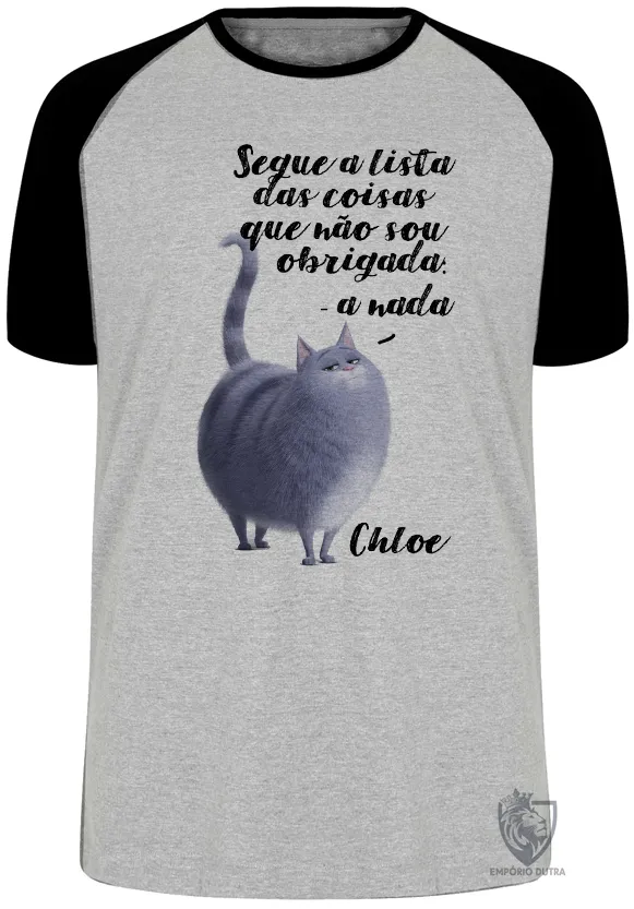 Camiseta adulto ou infantil Pets Chloe gato gatinha Imagem