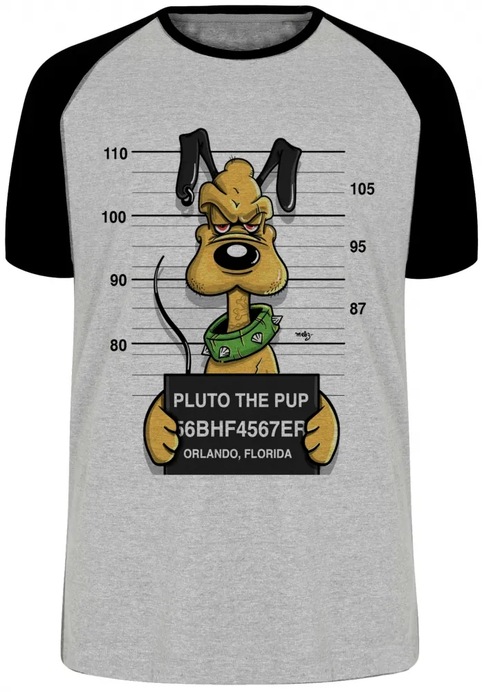 Camiseta adulto ou infantil Pluto disney preso prisão cachorro