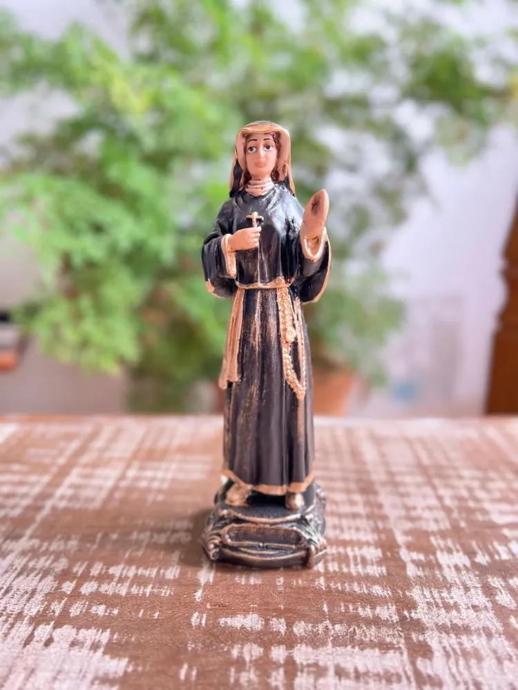  Linda Imagem de Santa Faustina em Gesso 22 cm - Pintada a Mão 