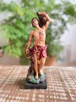 Linda Imagem de São Sebastião  Gesso 21 cm - Pintada a Mão - Artigo Religioso