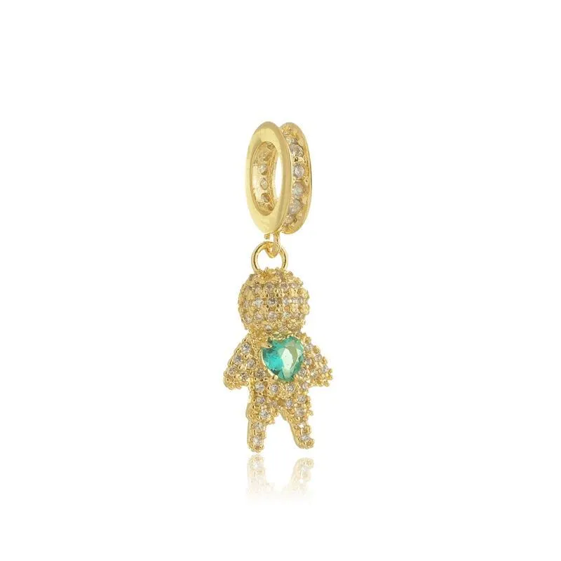 Pingente Menino Cravejado com Pedra Central - Ouro 18k Imagem