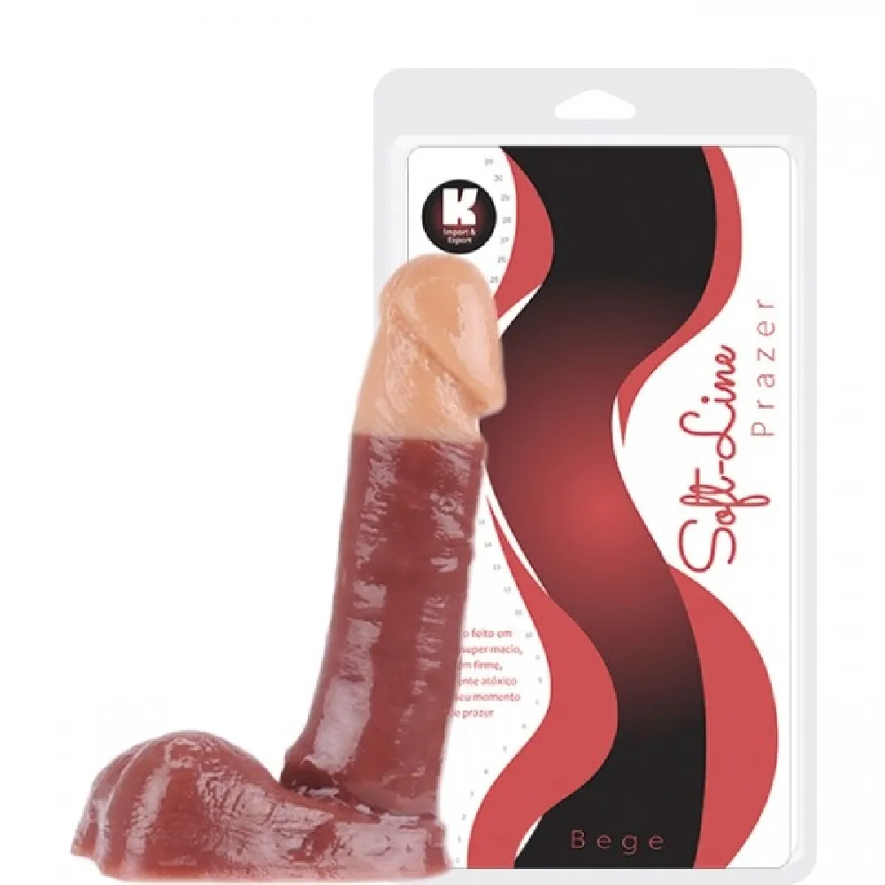 PRÓTESE EM FORMATO DE PÊNIS COM ESCROTO,  17,5X3,8CM - DUO COLOR CHOCOLATE E BEGE.                                              LIBYSEXSHOP Imagem