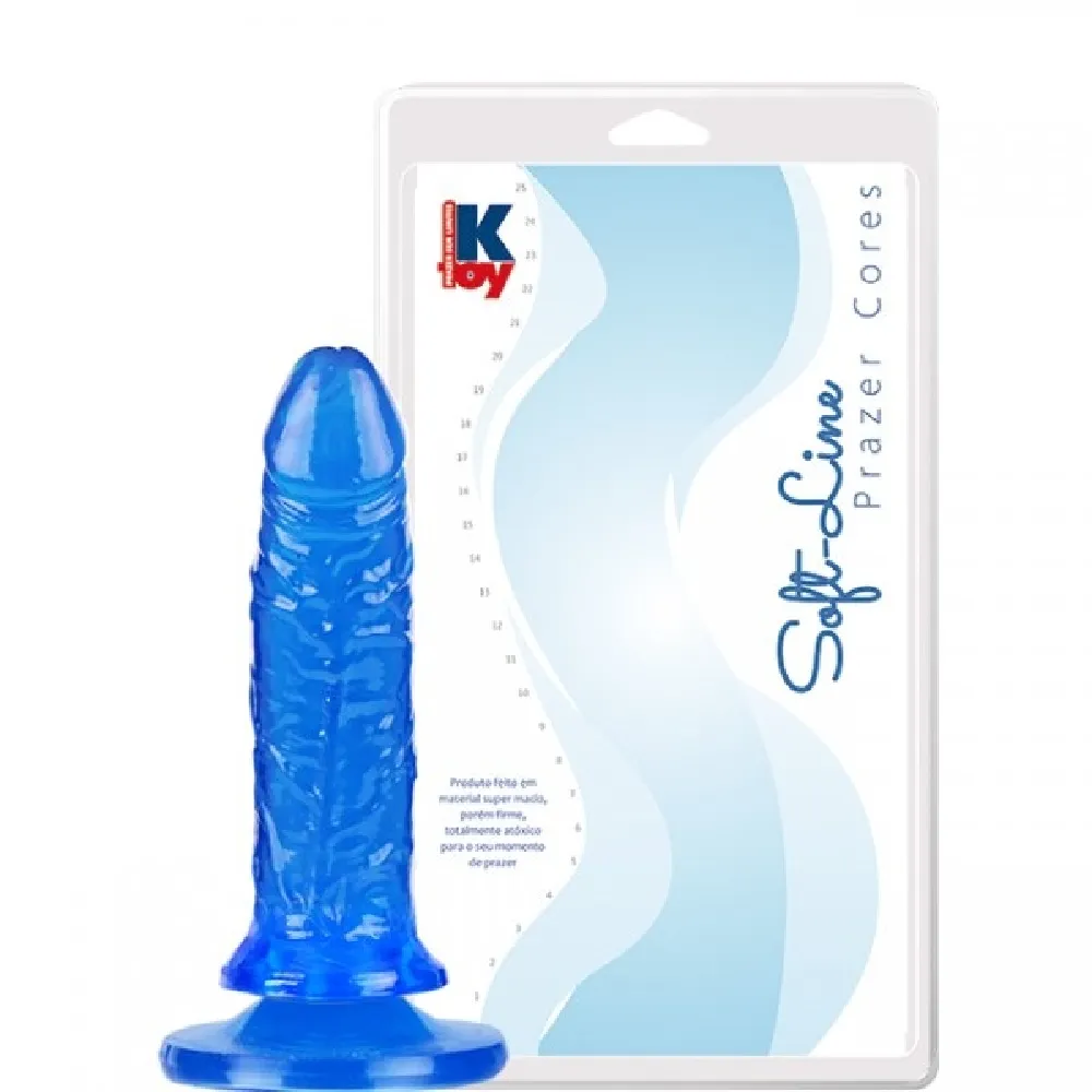 PRÓTESE EM FORMATO DE PÊNIS 13,5 X 3,5 CM COM VENTOSA -  COR AZUL.                                                           LIBYSEXSHOP