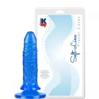 PRÓTESE EM FORMATO DE PÊNIS 13,5 X 3,5 CM COM VENTOSA -  COR AZUL.                                                           LIBYSEXSHOP