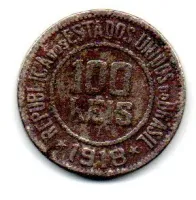 1918 - 100 Réis - Moeda Brasil - UTG