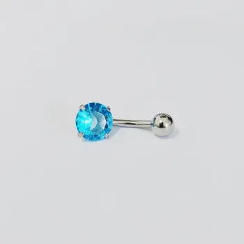 Banana Bell  Aço Cirúrgico 1.6mm GARRA com 1 Pedra AZUL  ACO18 - Foto 2