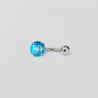 Banana Bell  Aço Cirúrgico 1.6mm GARRA com 1 Pedra AZUL  ACO18 - Foto 2
