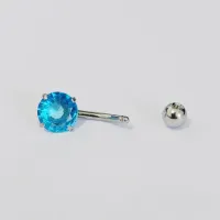 Banana Bell  Aço Cirúrgico 1.6mm GARRA com 1 Pedra AZUL  ACO18 - Foto 3