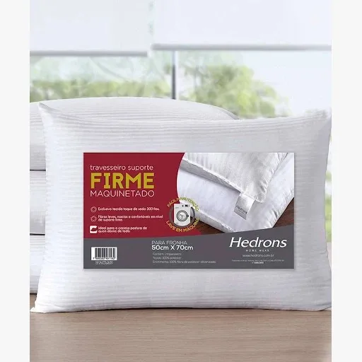 Travesseiro Hedrons Maquinetado Suporte Firme 50 x 70cm Branco Imagem