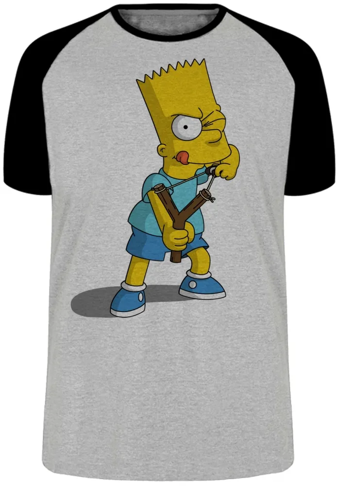 Camiseta adulto ou infantil Simpsons Bart Estilingue filho homer Imagem