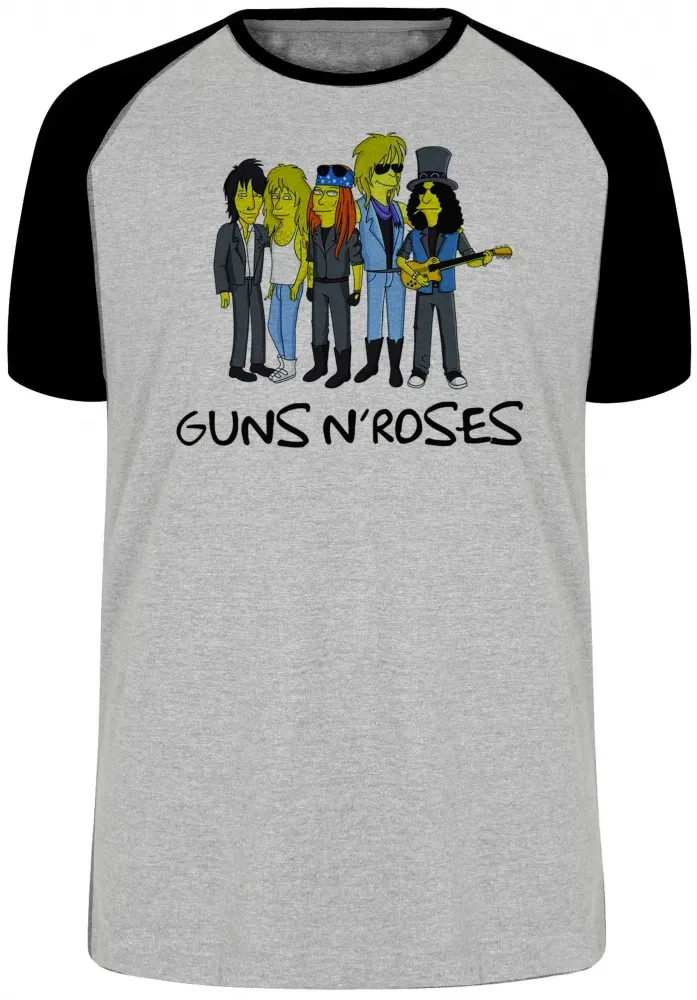 Camiseta adulto ou infantil simpsons guns in roses banda rock musica